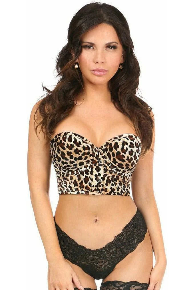 Silent pulse air toys-Lavish Velvet Leopard Cropped Bustier