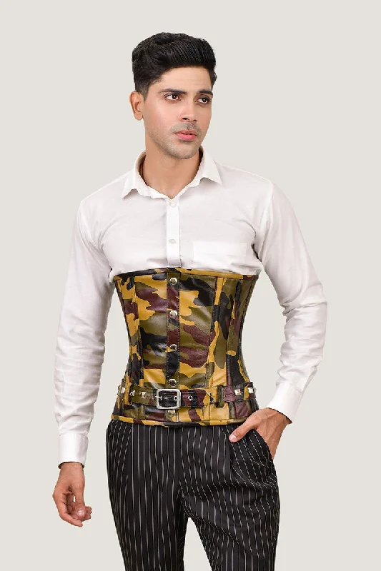 Corset for chic flair-Camouflage Mens Underbust Corset - Waist Trainer