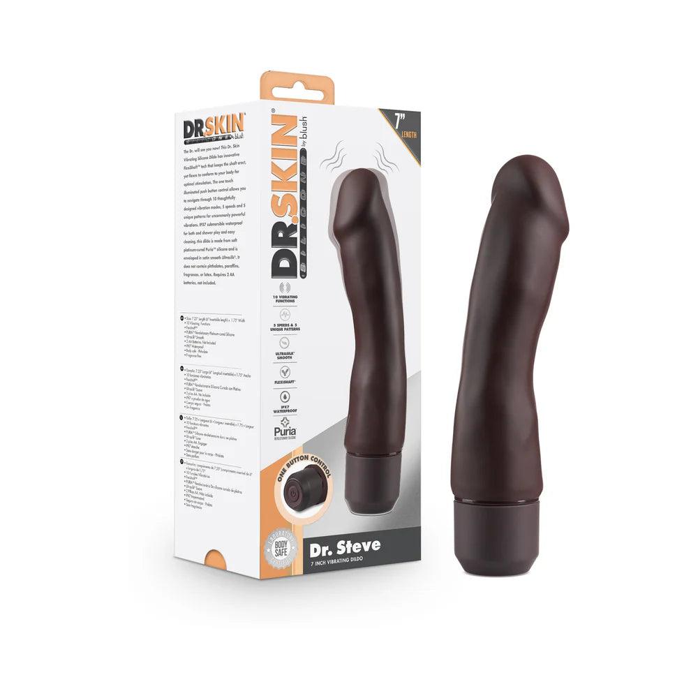 split-end-dildo-Blush Dr. Skin Silicone Dr. Steve 7 in. Vibrating Dildo