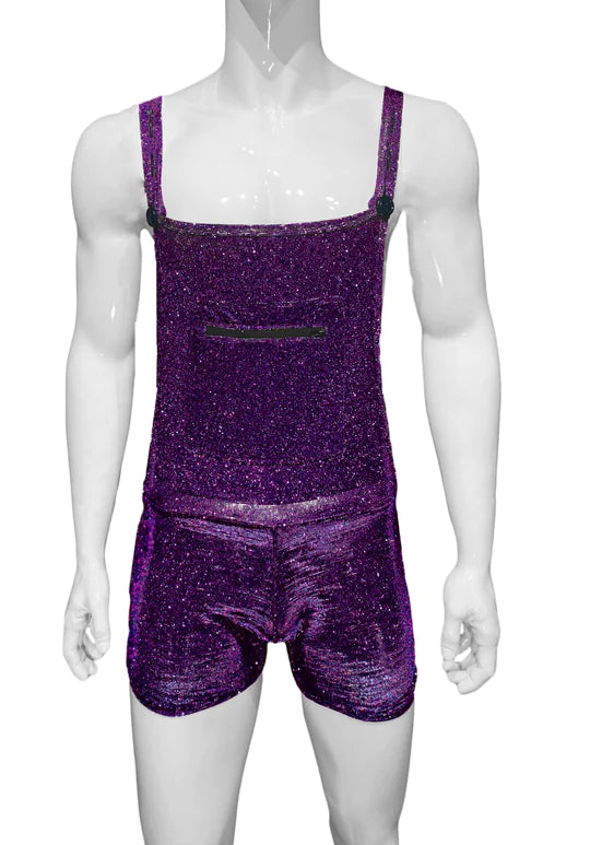 Silent clit vibes-Glitter Overalls - Purple