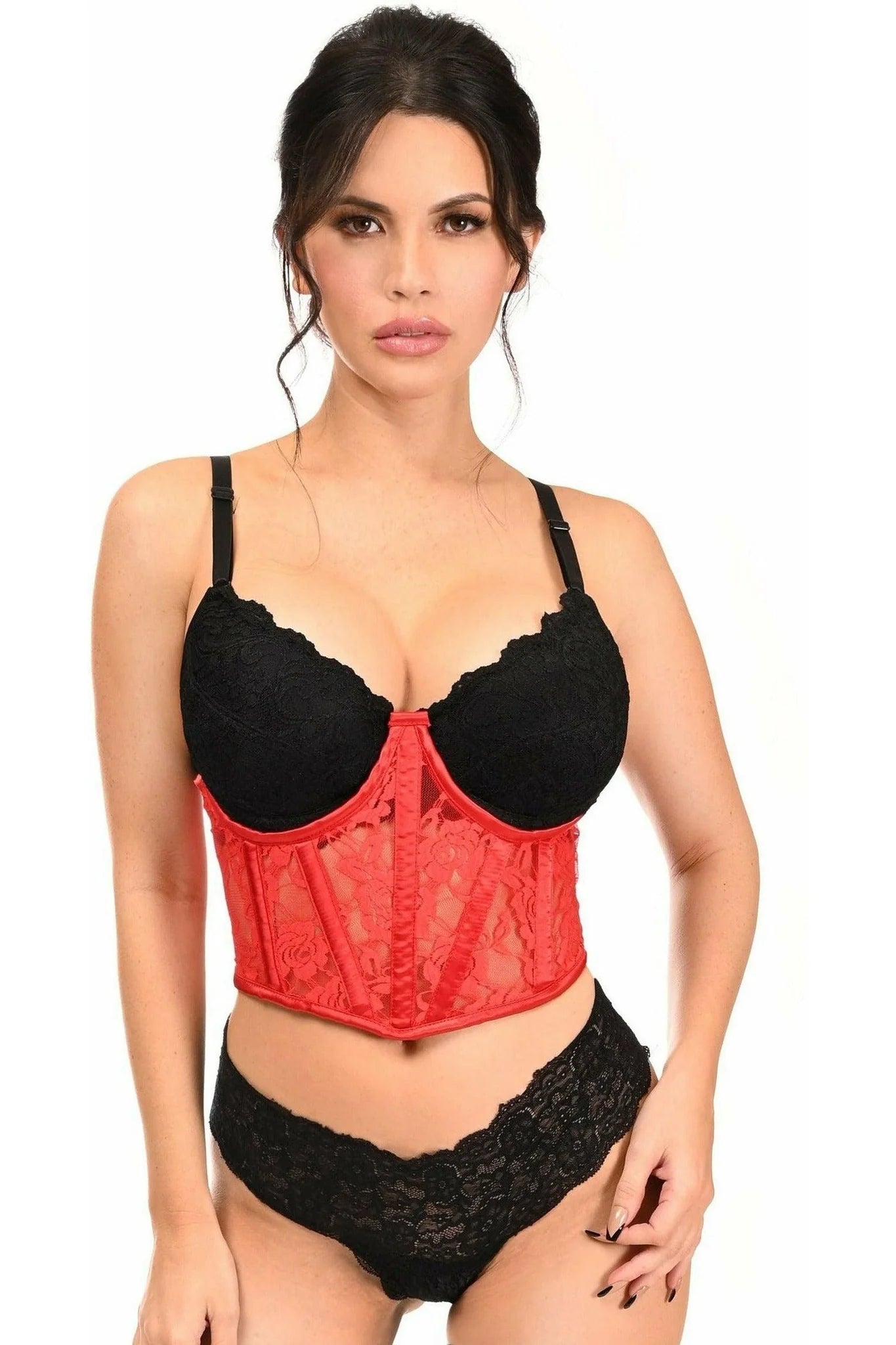 Rechargeable bead rings-Lavish Sheer Lace Underwire Waist Cincher Corset