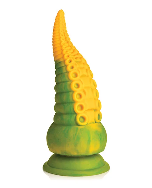 BDSM toy clamp ideas-Creature Cocks Monstropus 2.0 Vibrating Tentacle Silicone Dildo - Yellow/Green