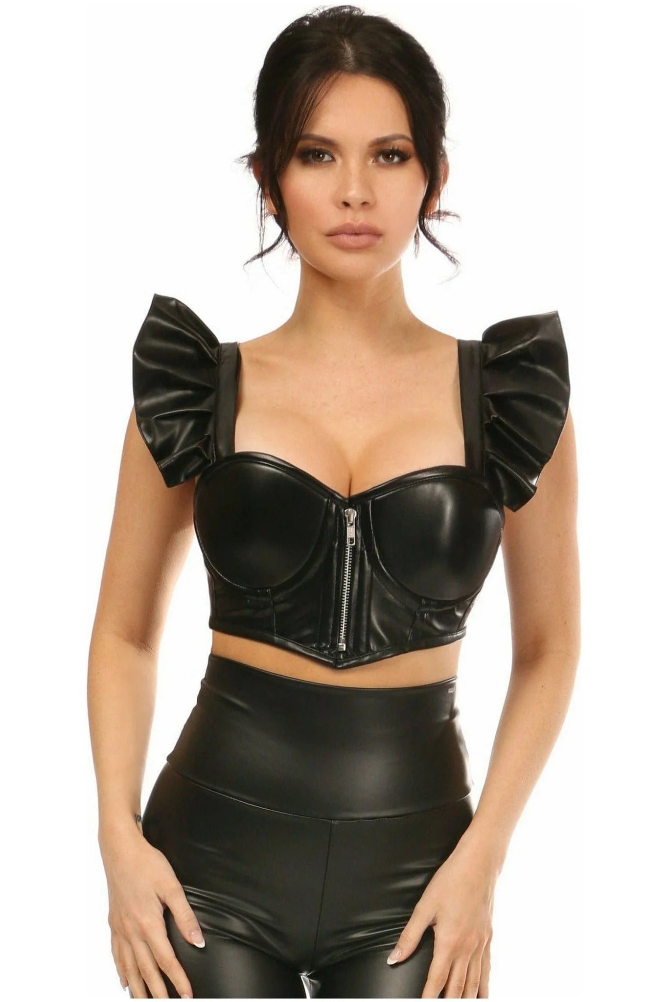 Vibrators with gesture control-Faux Leather Cropped Bustier