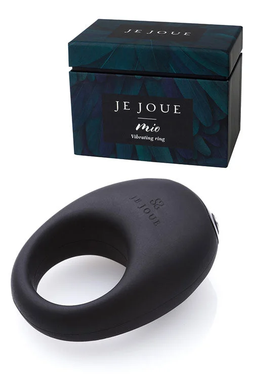 cock ring cameo-Je Joue Mio Premium Silicone Vibrating Rechargeable Cock Ring Black