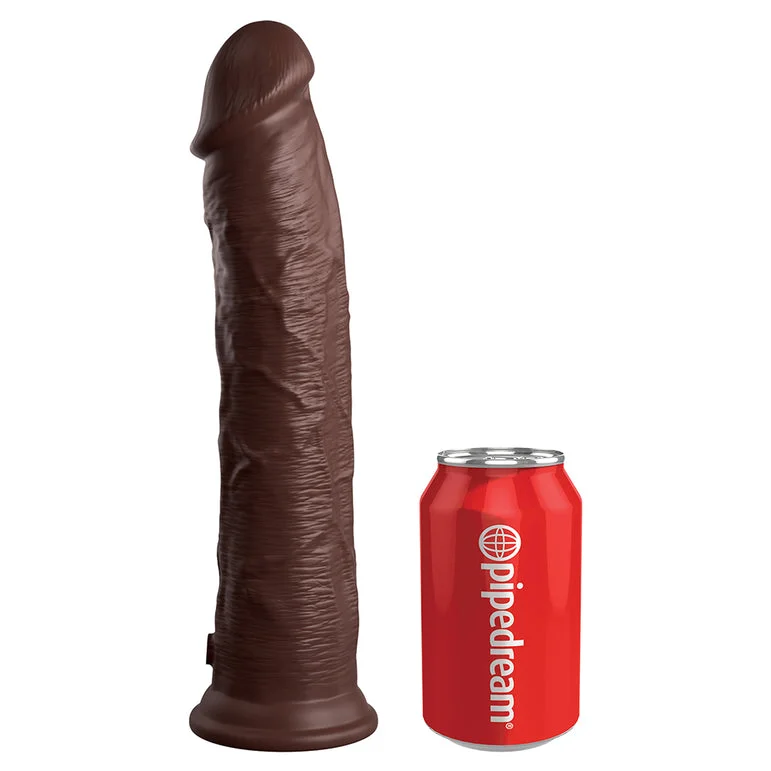 drip-proof-dildo-King Cock Elite 11" Silicone Dual Density Dildo - Chocolate