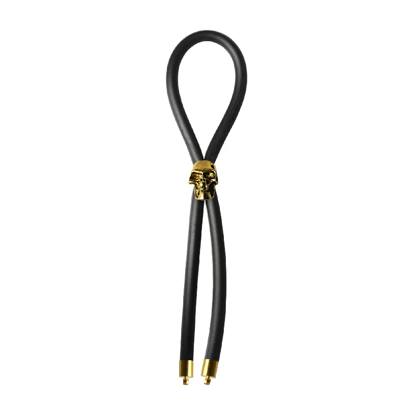 cock ring valley-C-RING LASSO GOLD SKULL BEAD SILICONE BLACK