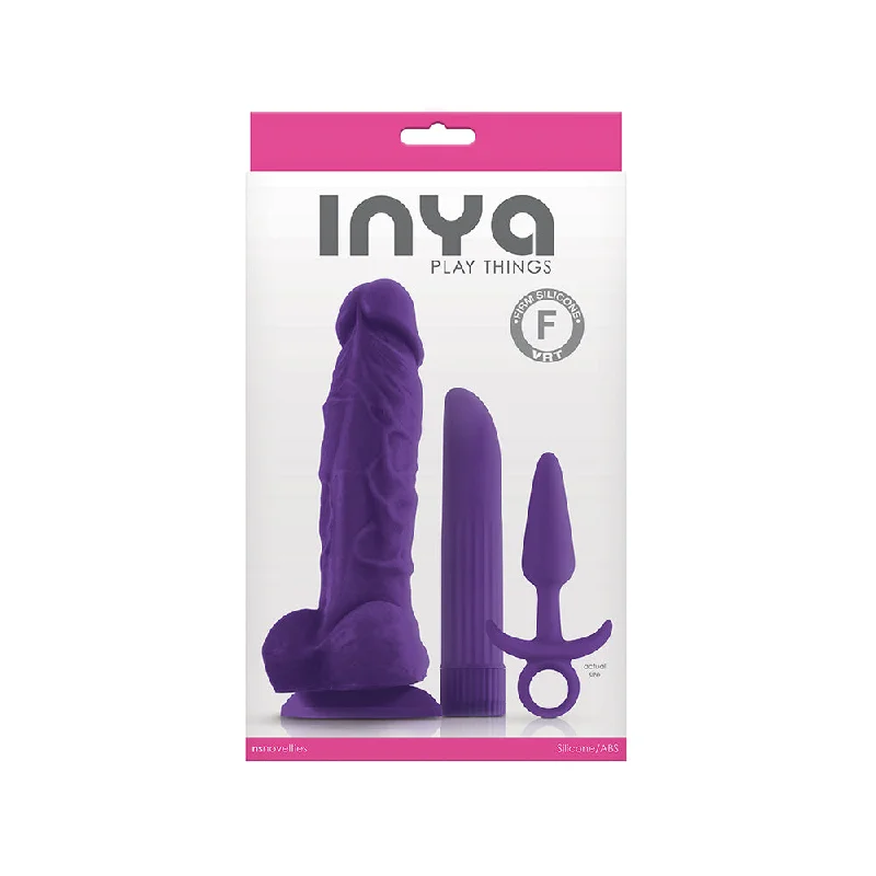 Vibrator tandem play-Inya Play Things Purple Set Plug, Dildo & Vibrator