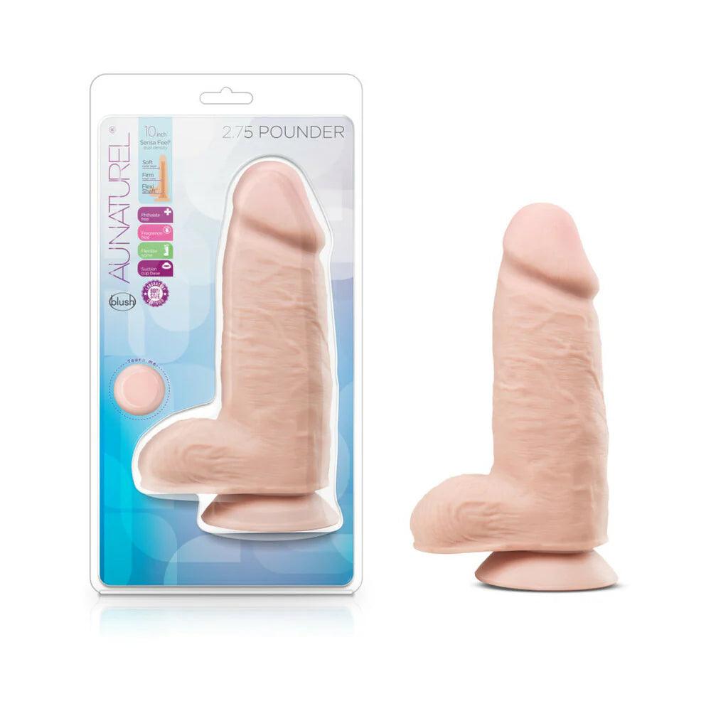 micro-stub-dildo-Blush Au Naturel 2.75 Pounder 10 in. Posable Dual Density Dildo with Balls & Suction Cup