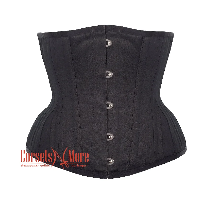 Corset in muted violet-Black Cotton Underbust Corset Gothic Costume Bustier Top