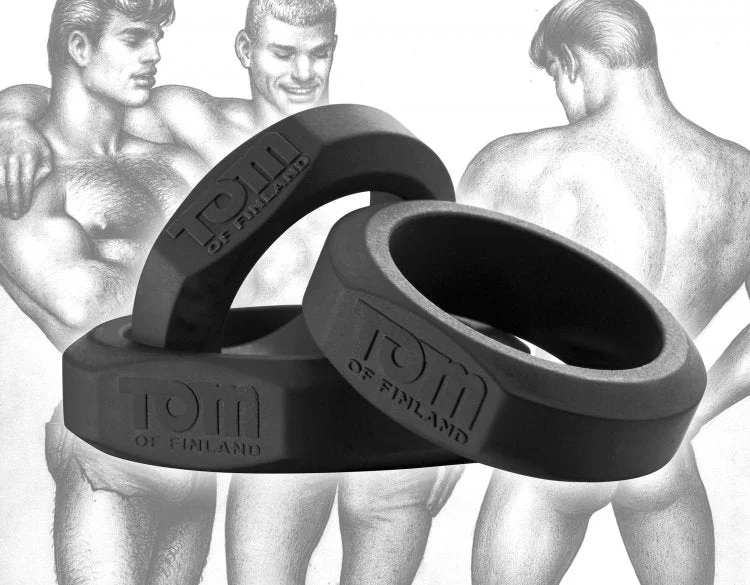 cock ring shape options-TOM OF FINLAND 3 PIECE COCK RING SET SILICONE