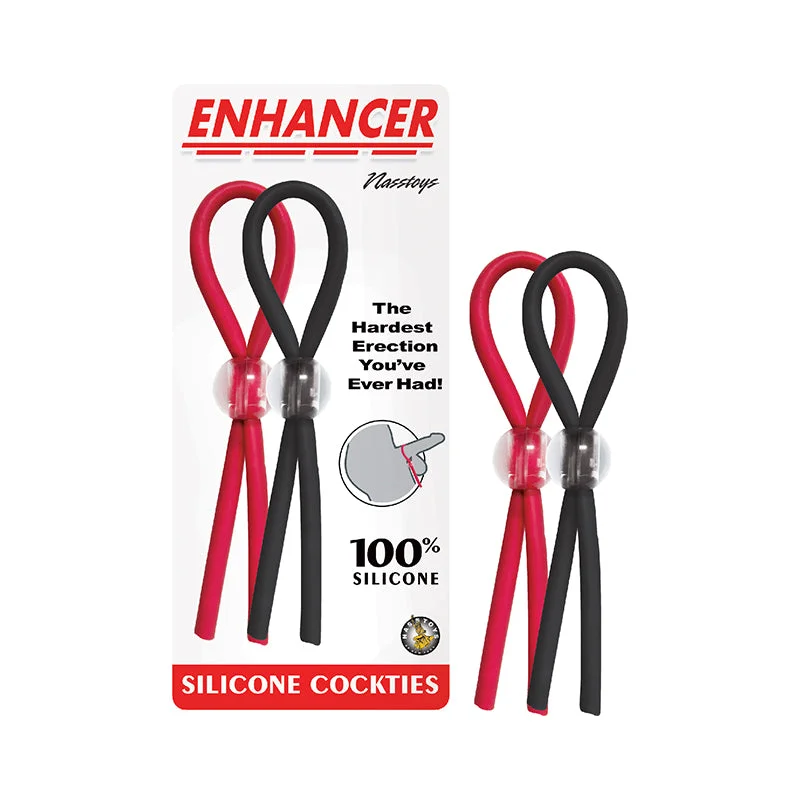 cock ring solo act-Enhancer Silicone Cockties Red & Black