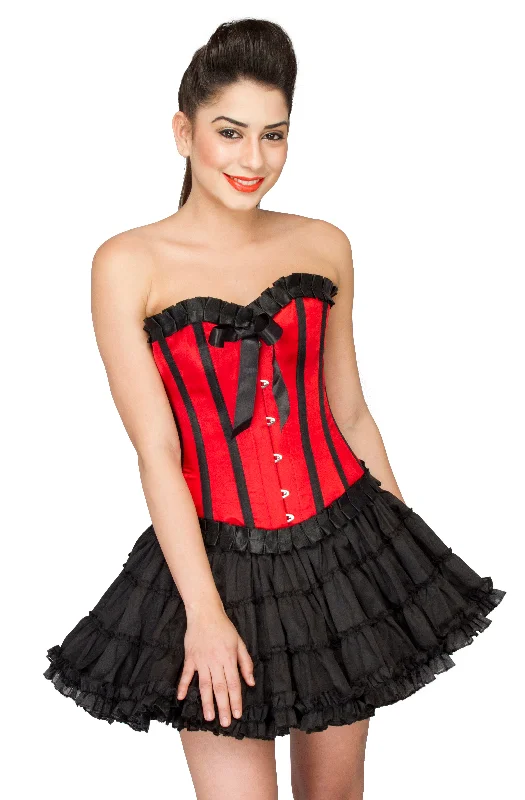 Corset in soft silver-Black Cotton Silk Tutu Skirt