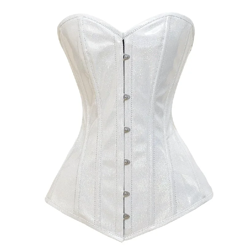 Corset for graceful lines-Shiny White Over Bust Corset - Laced Corset