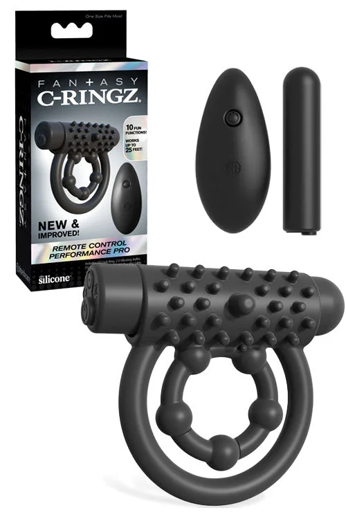 cock ring rave reviews-Pipedream Fantasy C Ringz REMOTE CONTROL PERFORMANCE PRO Black Vibrating Couples Cock Ring