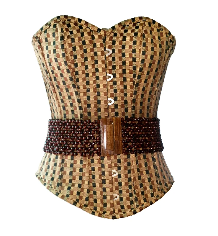 Corset for subtle glamour-Women’s Unique Cotton Brocade Waist Training Overbust Corset Top